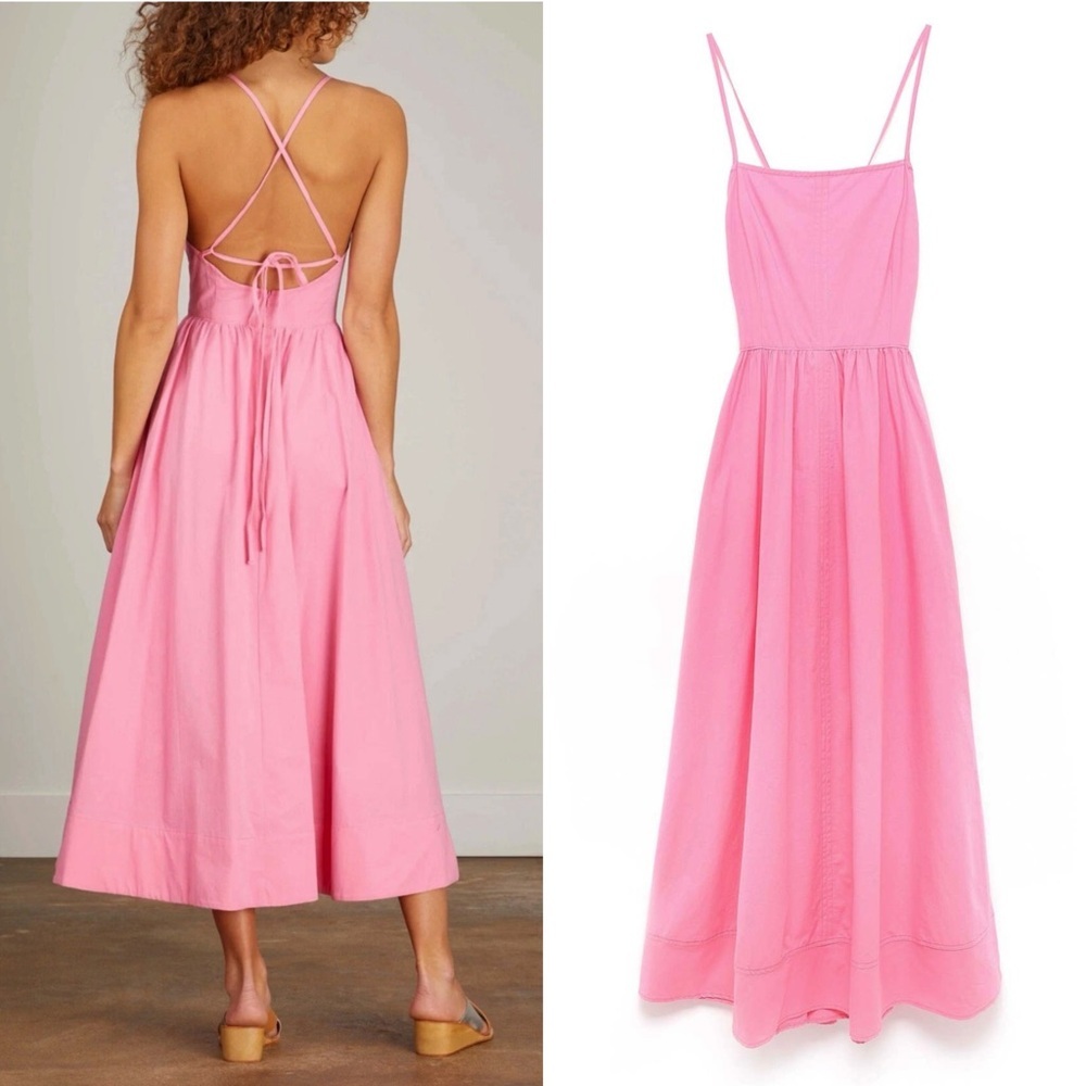 CIAO LUCIA Cotton Poplin Sleeveless Cross Back Square Neck Maxi Apron Dress S‎ - Picture 6 of 6